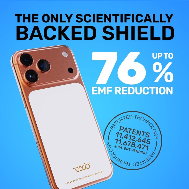 WAVEBLOCK EMF Blocker for Cell Phone - Made for iPhone 17 Pro Max - The Only Patented, Real Scientifically Backed, Lab-Tested 5G-Shield Sticker to Protect You & Your Loved Ones - USA Made White - Image 1